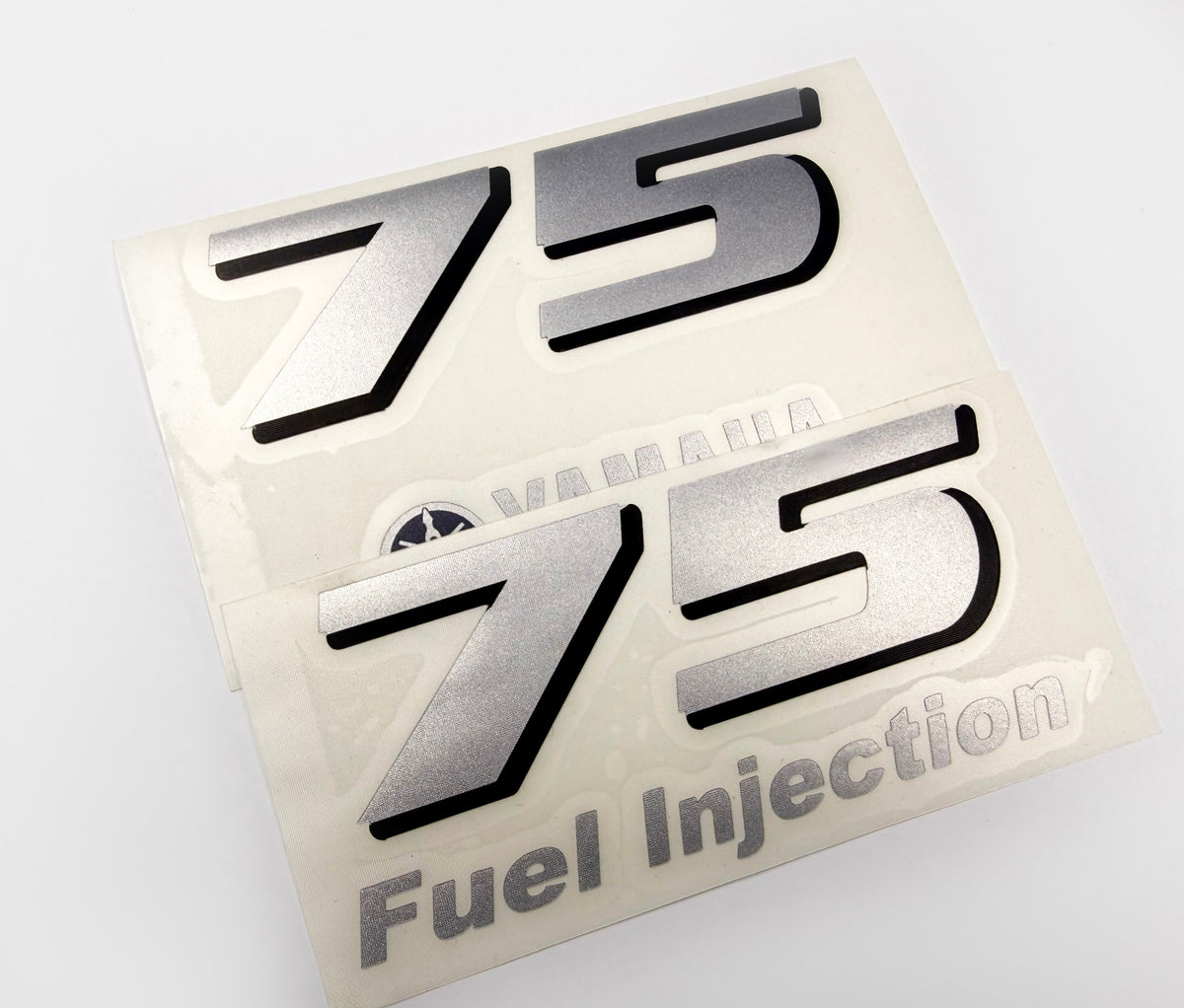 Vinyl silver shimmer decals set suitable for Yamaha 75 hp four stroke  outboard engine. Vinyl stickers kit for Yamaha 75 hp Handmade