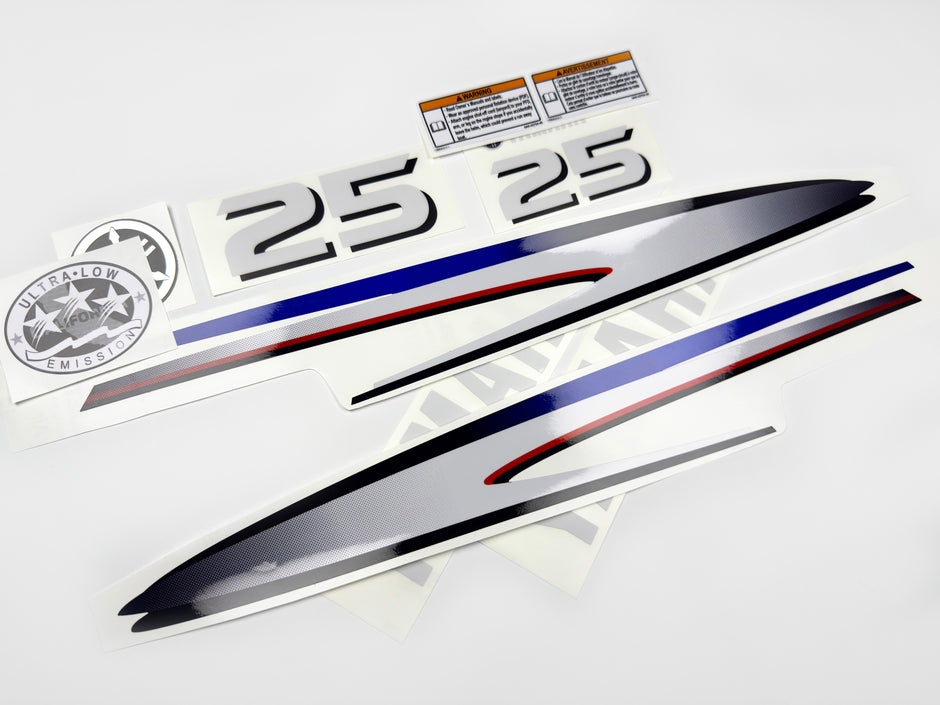 Vinyl decals set suitable for Yamaha 25 hp two stroke outboard engine. Vinyl stickers kit for Yamaha 25 hp two stroke Handmade