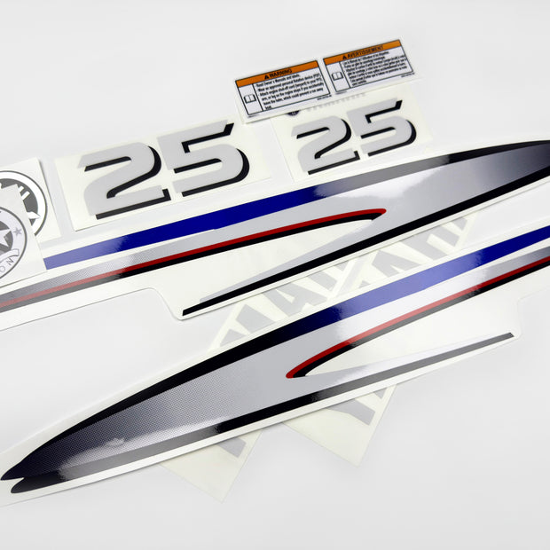 Vinyl decals set suitable for Yamaha 25 hp two stroke outboard engine. Vinyl stickers kit for Yamaha 25 hp two stroke Handmade
