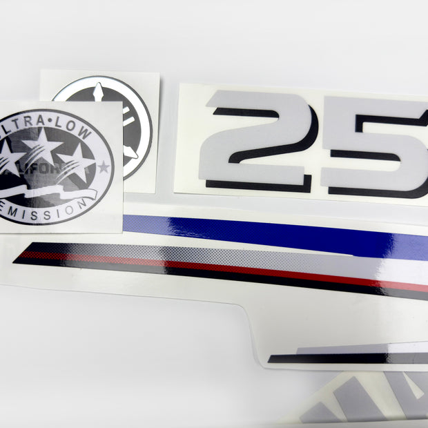 Vinyl decals set suitable for Yamaha 25 hp two stroke outboard engine. Vinyl stickers kit for Yamaha 25 hp two stroke Handmade