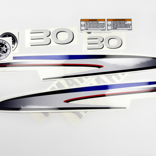 Vinyl decals set suitable for Yamaha 30 hp two stroke outboard engine. Vinyl stickers kit for Yamaha 30 hp two stroke Handmade