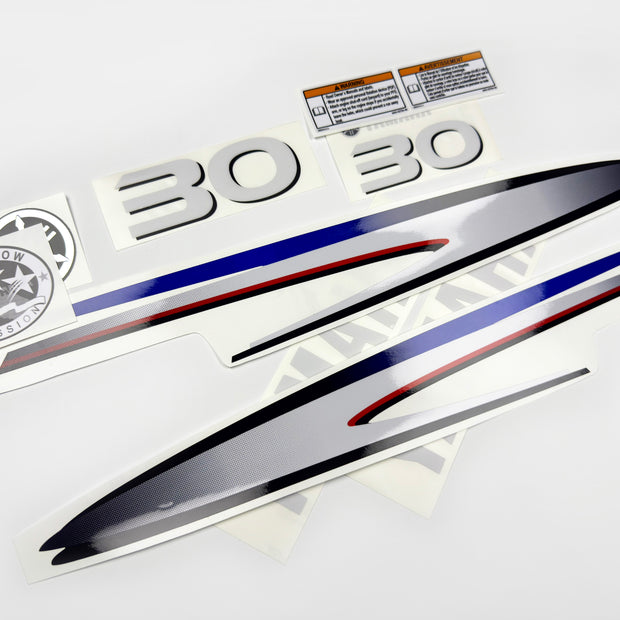 Vinyl decals set suitable for Yamaha 30 hp two stroke outboard engine. Vinyl stickers kit for Yamaha 30 hp two stroke Handmade