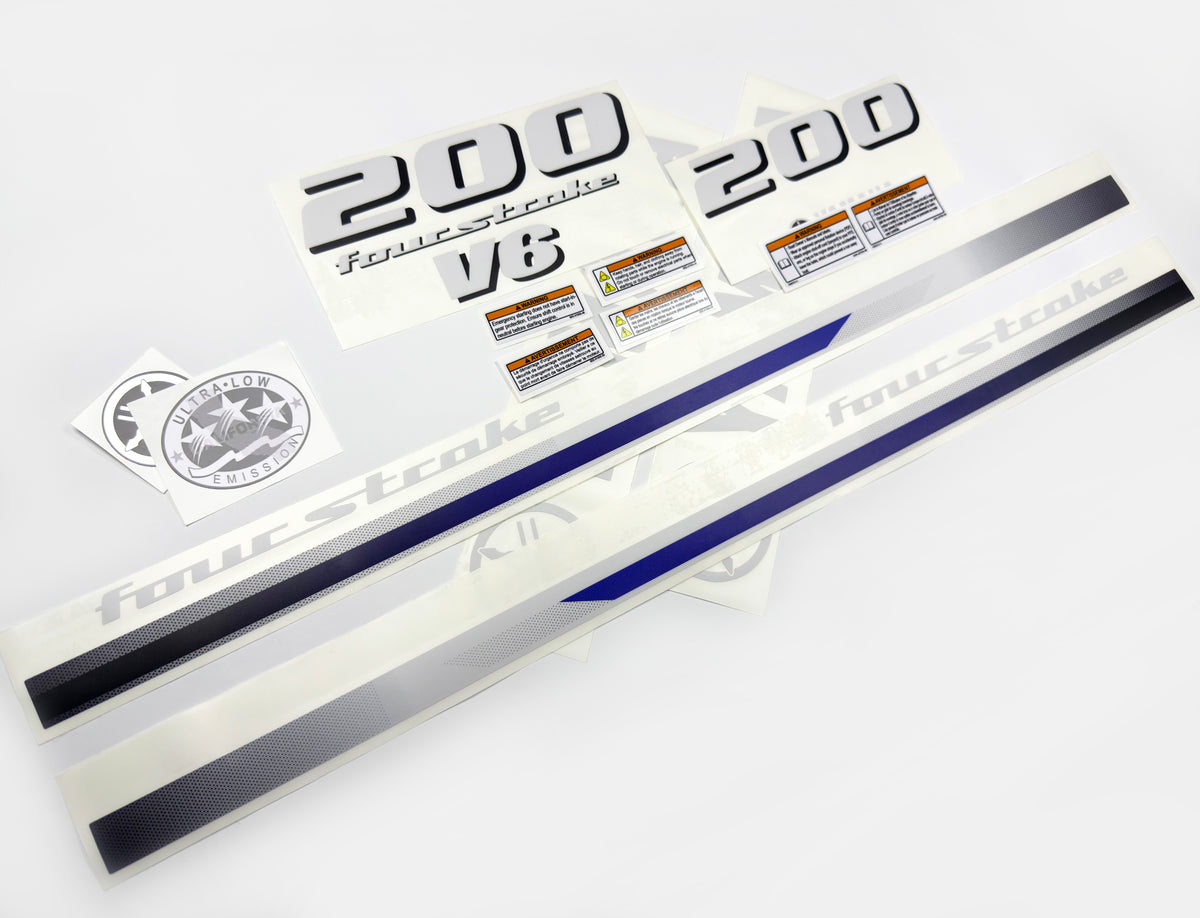 Vinyl decals set suitable for Yamaha 200 hp V 6 four stroke outboard engine. Vinyl stickers kit for Yamaha 200 hp Handmade