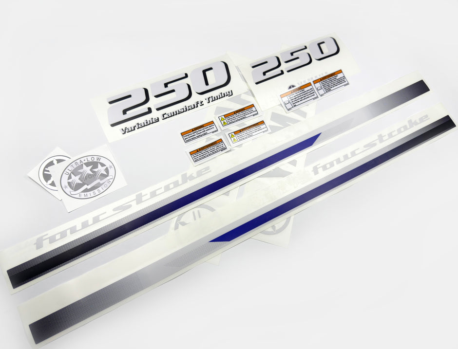 Vinyl decals set suitable for Yamaha 250 hp four stroke outboard engine. Vinyl stickers kit for Yamaha 250 hp Handmade