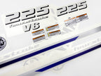 Vinyl decals set suitable for Yamaha 225 hp four stroke V 6 outboard engine. Vinyl stickers kit for Yamaha 225 hp Handmade