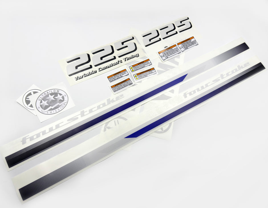 Vinyl decals set suitable for Yamaha 225 hp four stroke outboard engine. Vinyl stickers kit for Yamaha 225 hp Handmade
