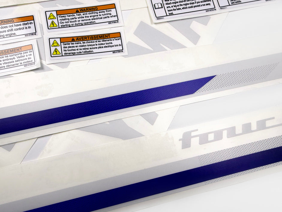Vinyl decals set suitable for Yamaha 225 hp four stroke outboard engine. Vinyl stickers kit for Yamaha 225 hp Handmade