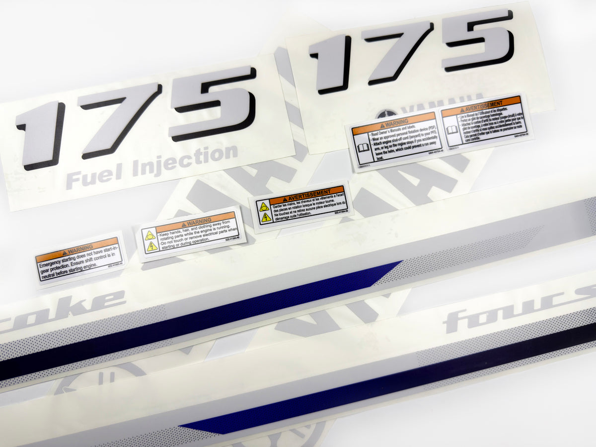 Vinyl decals set suitable for Yamaha 175 hp four stroke  outboard engine. Vinyl stickers kit for Yamaha 175 hp Handmade
