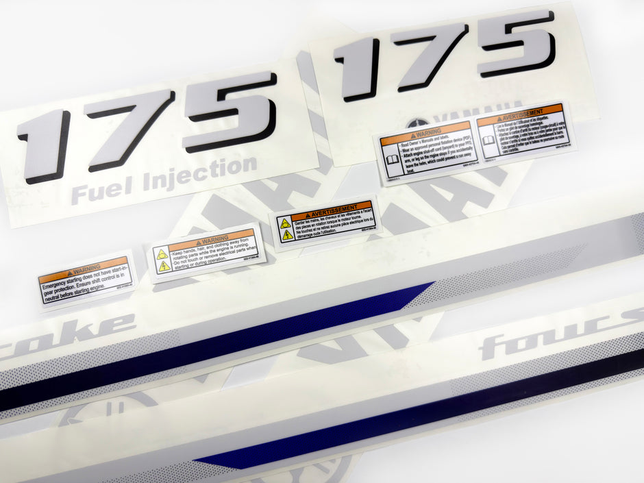 Vinyl decals set suitable for Yamaha 175 hp four stroke  outboard engine. Vinyl stickers kit for Yamaha 175 hp Handmade