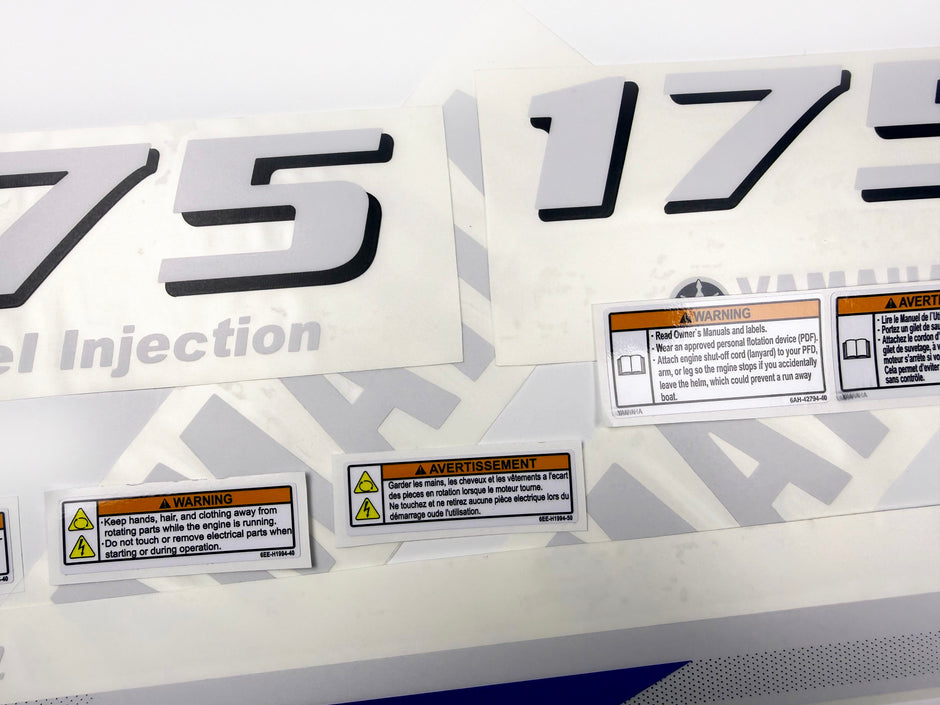 Vinyl decals set suitable for Yamaha 175 hp four stroke  outboard engine. Vinyl stickers kit for Yamaha 175 hp Handmade