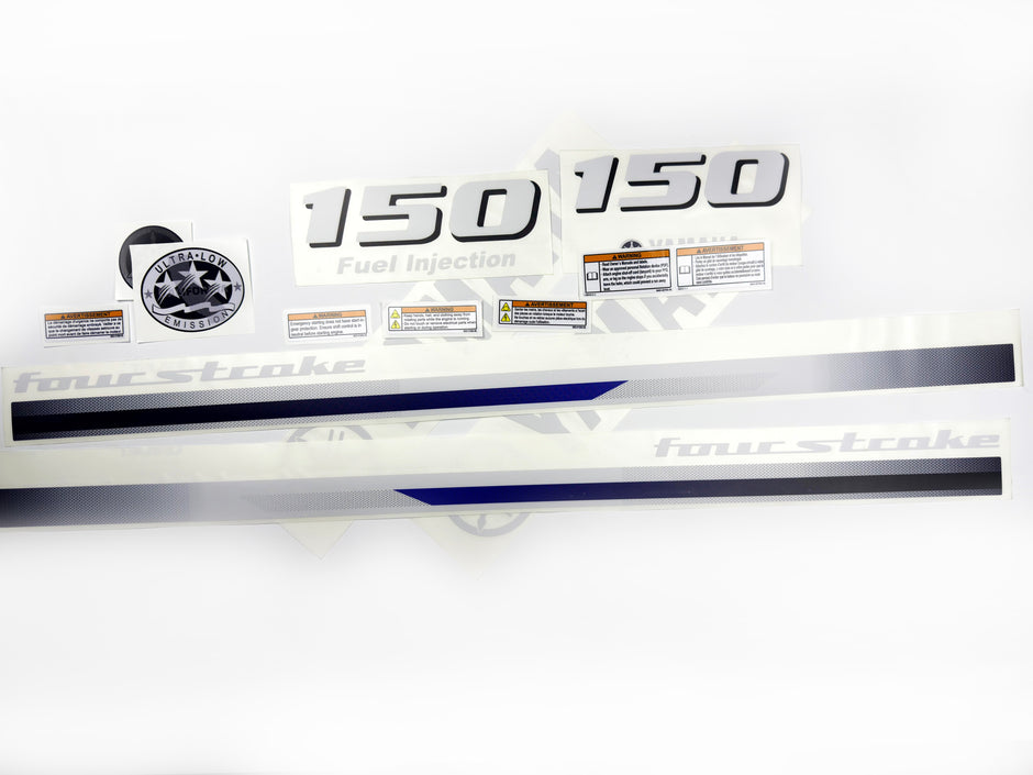 Vinyl decals set suitable for Yamaha 150 hp four stroke  outboard engine. Vinyl stickers kit for Yamaha 150 hp Handmade