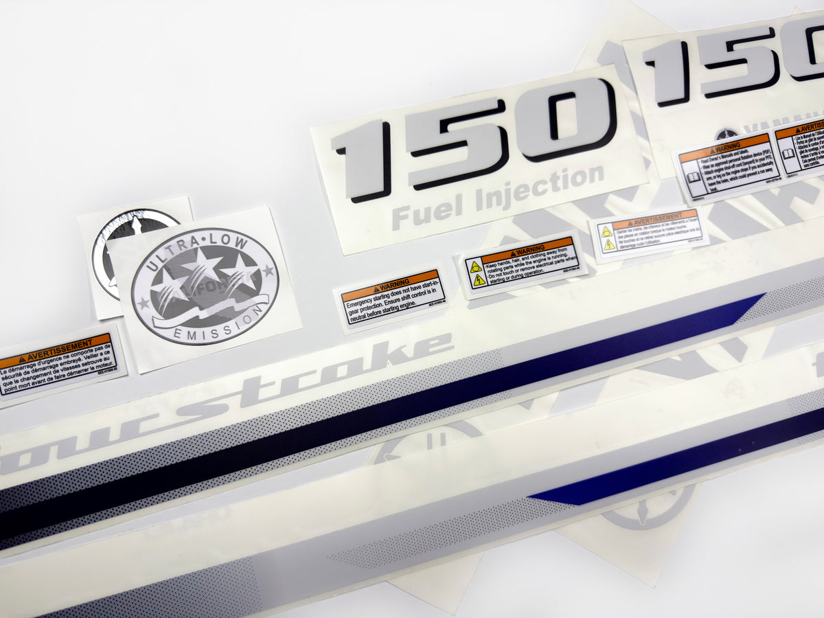 Vinyl decals set suitable for Yamaha 150 hp four stroke  outboard engine. Vinyl stickers kit for Yamaha 150 hp Handmade