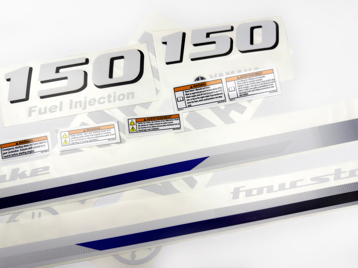 Vinyl decals set suitable for Yamaha 150 hp four stroke  outboard engine. Vinyl stickers kit for Yamaha 150 hp Handmade