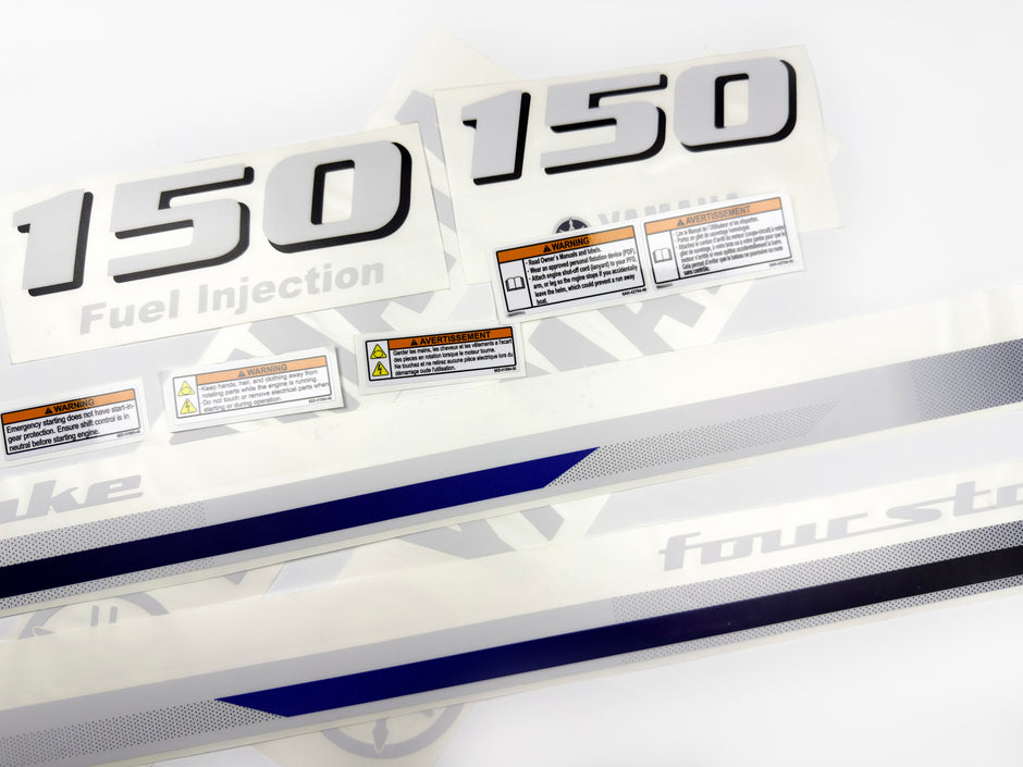 Vinyl decals set suitable for Yamaha 150 hp four stroke  outboard engine. Vinyl stickers kit for Yamaha 150 hp Handmade