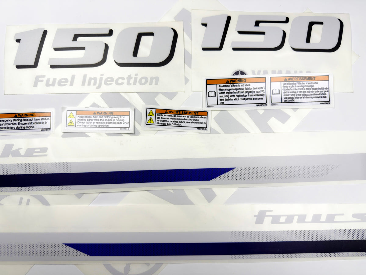 Vinyl decals set suitable for Yamaha 150 hp four stroke  outboard engine. Vinyl stickers kit for Yamaha 150 hp Handmade