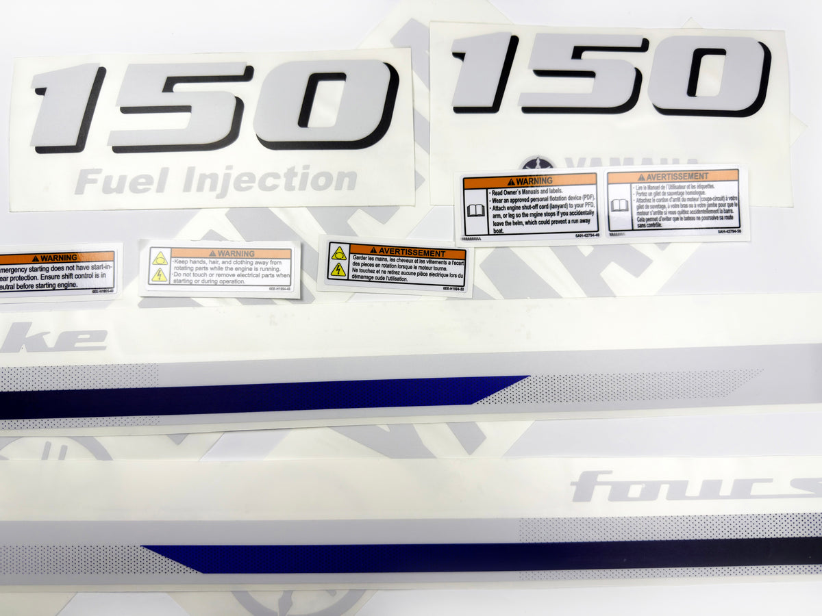 Vinyl decals set suitable for Yamaha 150 hp four stroke  outboard engine. Vinyl stickers kit for Yamaha 150 hp Handmade