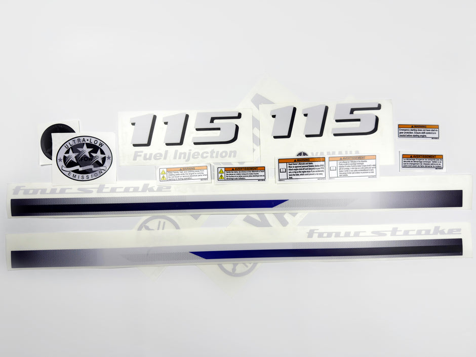 Vinyl decals set suitable for Yamaha 115 hp four stroke  outboard engine. Vinyl stickers kit for Yamaha 115 hp Handmade