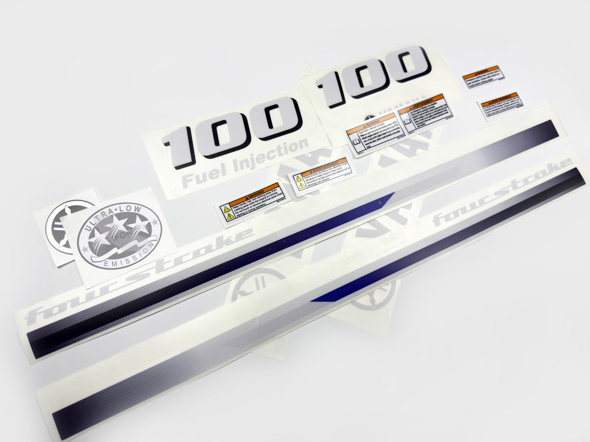 Vinyl decals set suitable for Yamaha 100 hp four stroke  outboard engine. Vinyl stickers kit for Yamaha 100 hp Handmade