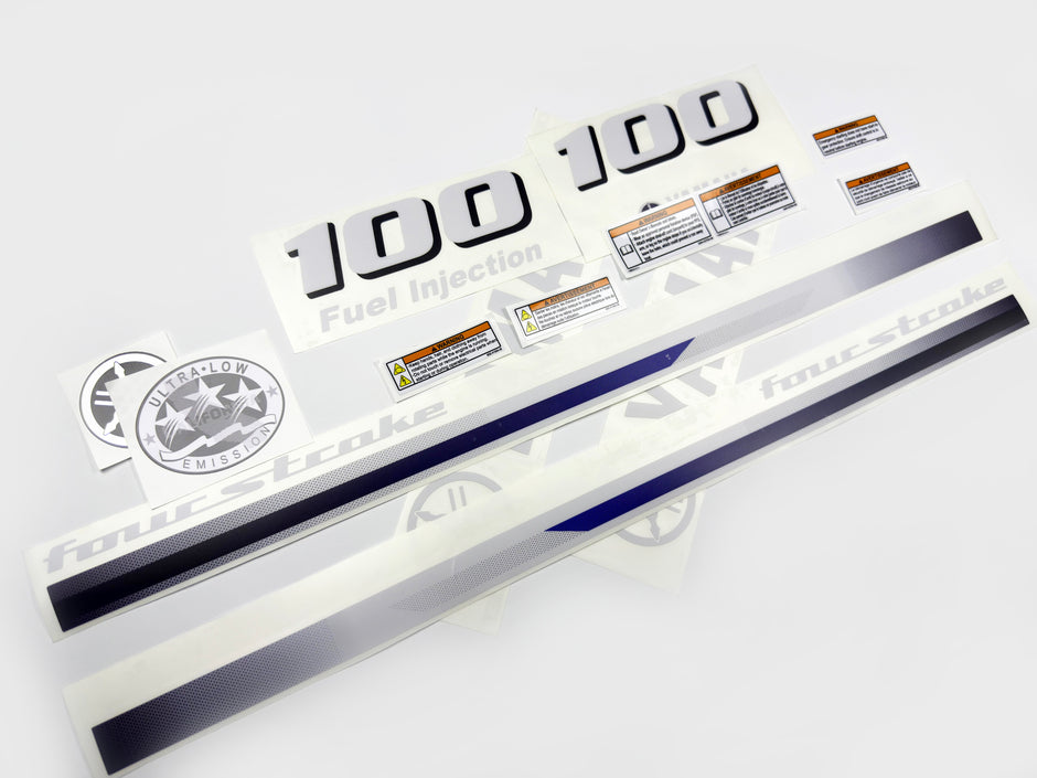 Vinyl decals set suitable for Yamaha 100 hp four stroke  outboard engine. Vinyl stickers kit for Yamaha 100 hp Handmade