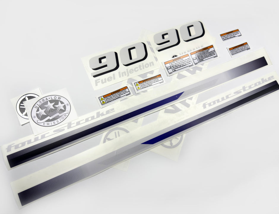 Vinyl decals set suitable for Yamaha 90 hp four stroke  outboard engine. Vinyl stickers kit for Yamaha 90 hp Handmade