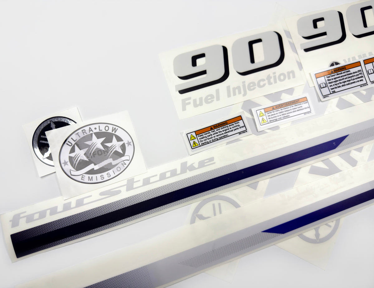 Vinyl decals set suitable for Yamaha 90 hp four stroke  outboard engine. Vinyl stickers kit for Yamaha 90 hp Handmade