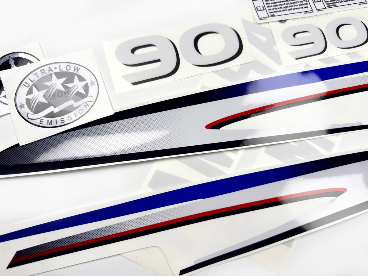 Vinyl decals set suitable for Yamaha 90 hp two stroke outboard engine. Vinyl stickers kit for Yamaha 90 hp two stroke Handmade