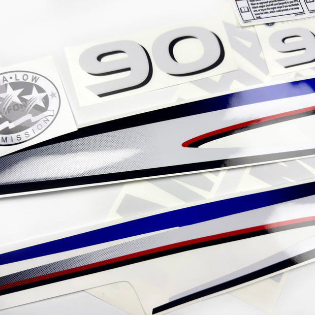 Vinyl decals set suitable for Yamaha 90 hp two stroke outboard engine. Vinyl stickers kit for Yamaha 90 hp two stroke Handmade