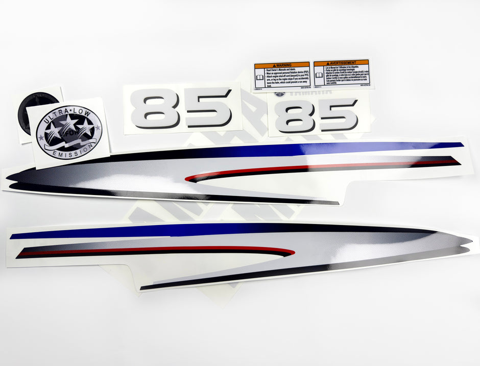 Vinyl decals set suitable for Yamaha 85 hp two stroke outboard engine. Vinyl stickers kit for Yamaha 85 hp two stroke Handmade