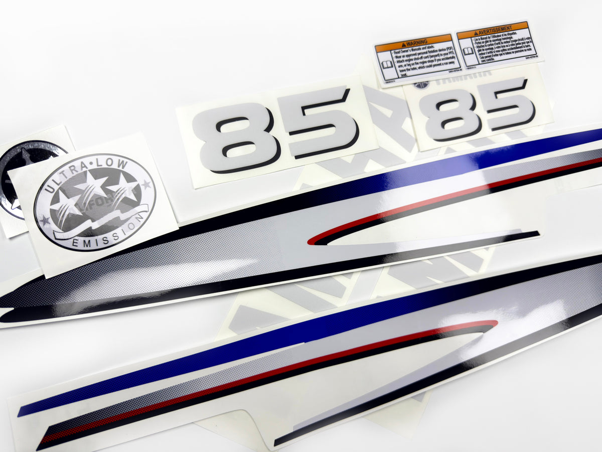 Vinyl decals set suitable for Yamaha 85 hp two stroke outboard engine. Vinyl stickers kit for Yamaha 85 hp two stroke Handmade