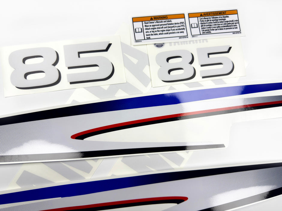 Vinyl decals set suitable for Yamaha 85 hp two stroke outboard engine. Vinyl stickers kit for Yamaha 85 hp two stroke Handmade
