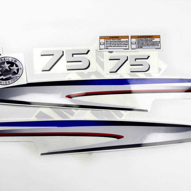 Vinyl decals set suitable for Yamaha 75 hp two stroke outboard engine. Vinyl stickers kit for Yamaha 75 hp two stroke Handmade