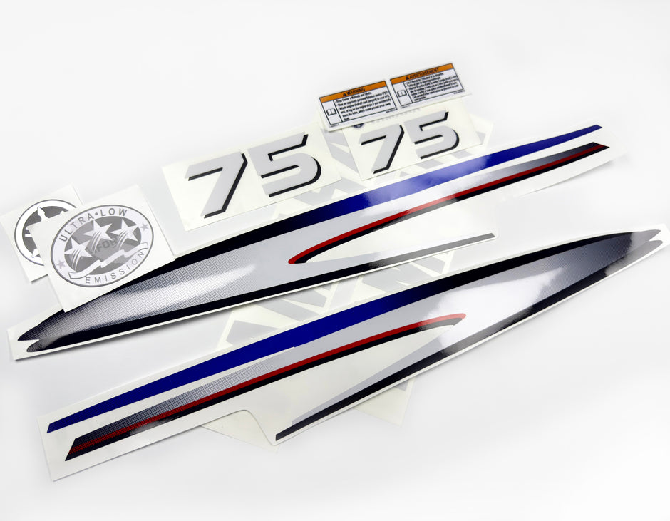 Vinyl decals set suitable for Yamaha 75 hp two stroke outboard engine. Vinyl stickers kit for Yamaha 75 hp two stroke Handmade
