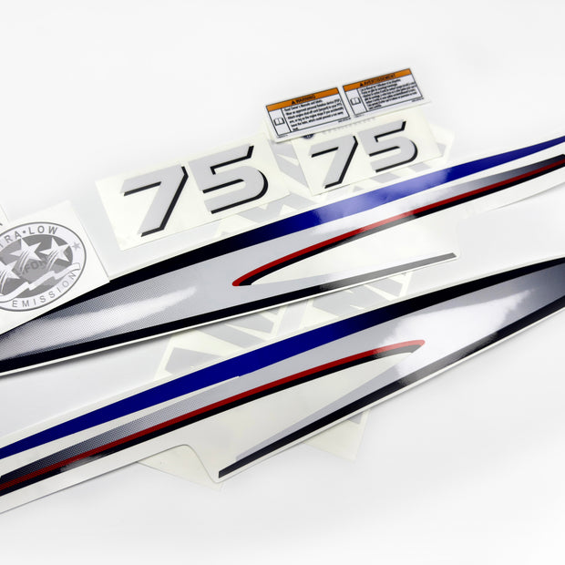 Vinyl decals set suitable for Yamaha 75 hp two stroke outboard engine. Vinyl stickers kit for Yamaha 75 hp two stroke Handmade
