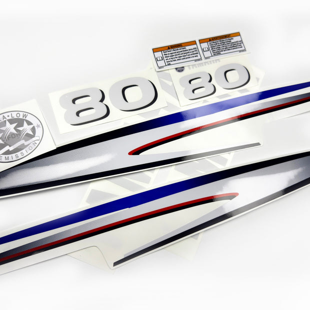 Vinyl decals set suitable for Yamaha 80 hp two stroke outboard engine. Vinyl stickers kit for Yamaha 80 hp two stroke Handmade