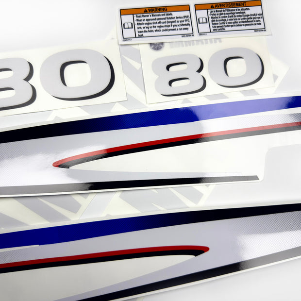 Vinyl decals set suitable for Yamaha 80 hp two stroke outboard engine. Vinyl stickers kit for Yamaha 80 hp two stroke Handmade
