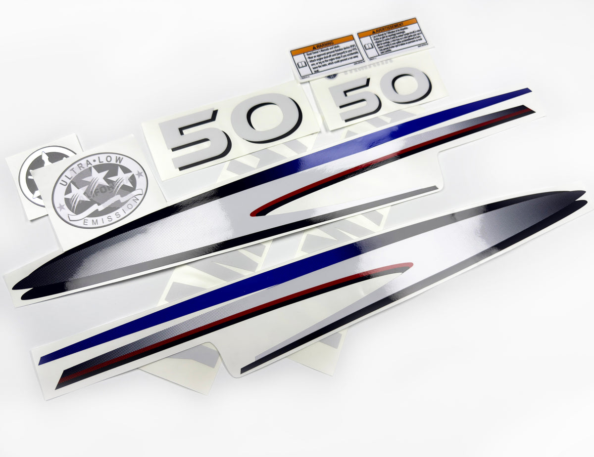 Vinyl decals set suitable for Yamaha 50 hp two stroke outboard engine. Vinyl stickers kit for Yamaha 50 hp two stroke Handmade