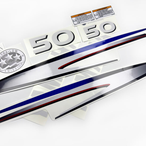 Vinyl decals set suitable for Yamaha 50 hp two stroke outboard engine. Vinyl stickers kit for Yamaha 50 hp two stroke Handmade