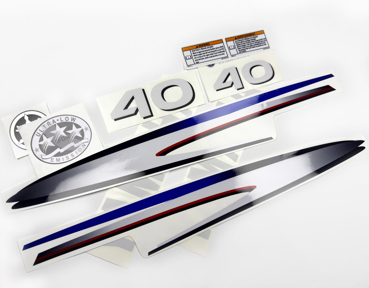 Vinyl decals set suitable for Yamaha 40 hp two stroke outboard engine. Vinyl stickers kit for Yamaha 40 hp two stroke Handmade