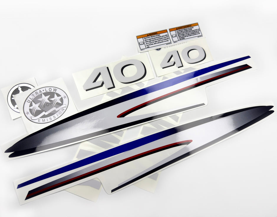 Vinyl decals set suitable for Yamaha 40 hp two stroke outboard engine. Vinyl stickers kit for Yamaha 40 hp two stroke Handmade