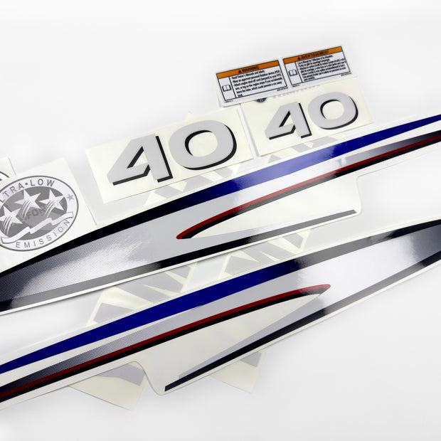 Vinyl decals set suitable for Yamaha 40 hp two stroke outboard engine. Vinyl stickers kit for Yamaha 40 hp two stroke Handmade
