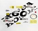 Vinyl graphic decals set chrome color suitable for Honda 60 hp four stroke outboard engine. Vinyl stickers kit for Honda 60  hp four stroke Handmade