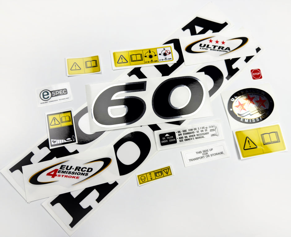 Vinyl graphic decals set chrome color suitable for Honda 60 hp four stroke outboard engine. Vinyl stickers kit for Honda 60  hp four stroke Handmade