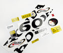 Vinyl graphic decals set chrome color suitable for Honda 60 hp four stroke outboard engine. Vinyl stickers kit for Honda 60  hp four stroke Handmade