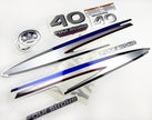 Vinyl graphic silver shimmer decals set suitable for Yamaha 40 hp four stroke outboard engine. Vinyl stickers kit for Yamaha 40 hp four stroke Handmade