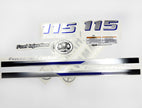 Vinyl graphic metalized silver and blue shimmer decals set suitable for Yamaha 115 hp four stroke outboard engine. Vinyl stickers kit for Yamaha 115 hp four stroke Handmade