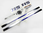 Vinyl graphic metalized silver and blue shimmer decals set suitable for Yamaha 115 hp four stroke outboard engine. Vinyl stickers kit for Yamaha 115 hp four stroke Handmade