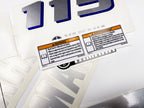 Vinyl graphic metalized silver and blue shimmer decals set suitable for Yamaha 115 hp four stroke outboard engine. Vinyl stickers kit for Yamaha 115 hp four stroke Handmade