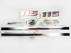 Vinyl graphic metalized silver and red shimmer decals set suitable for Yamaha 115 hp four stroke outboard engine. Vinyl stickers kit for Yamaha 115 hp four stroke Handmade