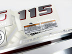 Vinyl graphic metalized silver and red shimmer decals set suitable for Yamaha 115 hp four stroke outboard engine. Vinyl stickers kit for Yamaha 115 hp four stroke Handmade
