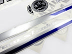Vinyl graphic metalized silver and blue shimmer decals set suitable for Yamaha 150 hp four stroke outboard engine. Vinyl stickers kit for Yamaha 150 hp four stroke Handmade